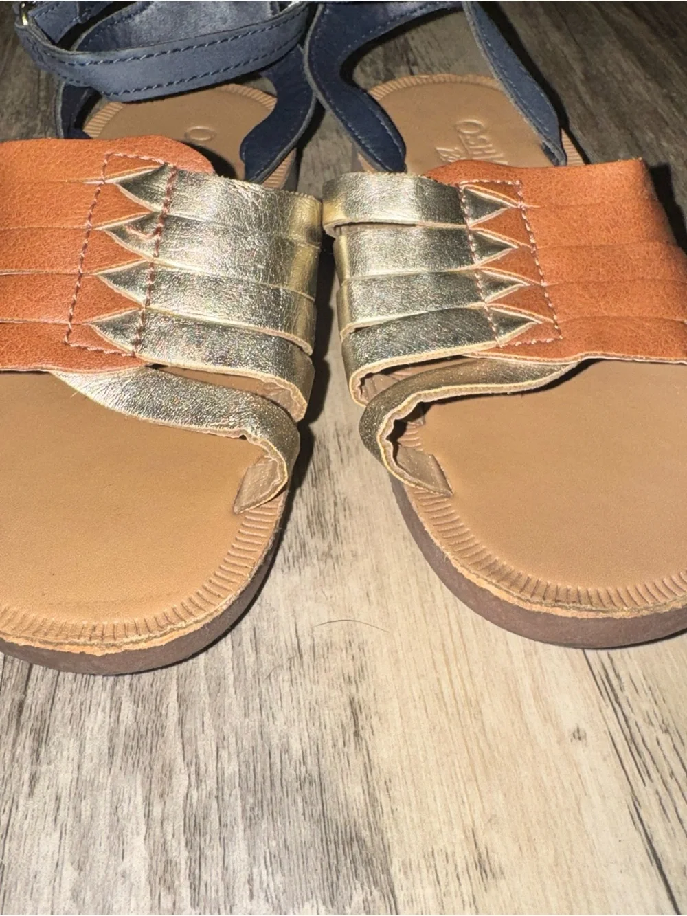 OshKosh B'gosh Brown and Navy Girls Strappy Sandals